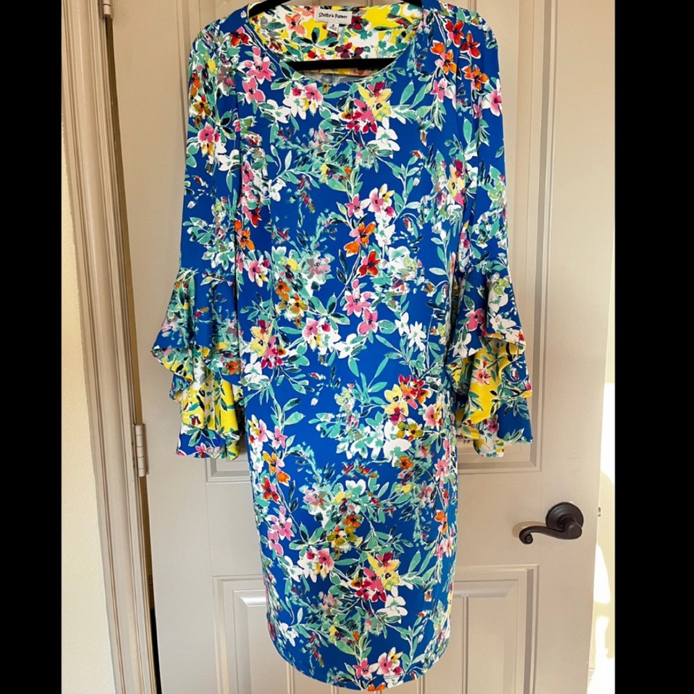 Formal, multicolor midi dress. Size 8. Shelby & Palmer.